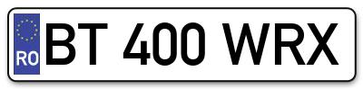 Placuta inmatriculare numar auto  BT-400-WRX, BT 400 WRX, BT400WRX