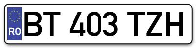 Placuta inmatriculare numar auto  BT-403-TZH, BT 403 TZH, BT403TZH