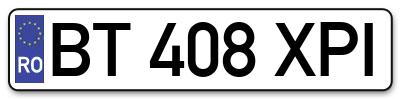 Placuta inmatriculare numar auto  BT-408-XPI, BT 408 XPI, BT408XPI