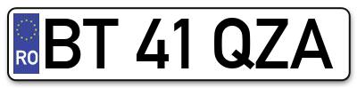 Placuta inmatriculare numar auto  BT-41-QZA, BT 41 QZA, BT41QZA