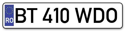 Placuta inmatriculare numar auto  BT-410-WDO, BT 410 WDO, BT410WDO