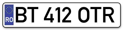 Placuta inmatriculare numar auto  BT-412-OTR, BT 412 OTR, BT412OTR