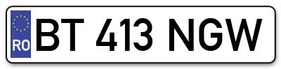 Placuta inmatriculare numar auto  BT-413-NGW, BT 413 NGW, BT413NGW