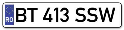Placuta inmatriculare numar auto  BT-413-SSW, BT 413 SSW, BT413SSW
