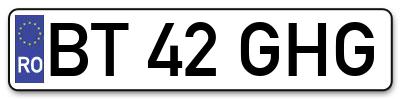 Placuta inmatriculare numar auto  BT-42-GHG, BT 42 GHG, BT42GHG
