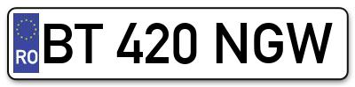 Placuta inmatriculare numar auto  BT-420-NGW, BT 420 NGW, BT420NGW
