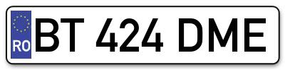 Placuta inmatriculare numar auto  BT-424-DME, BT 424 DME, BT424DME