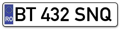 Placuta inmatriculare numar auto  BT-432-SNQ, BT 432 SNQ, BT432SNQ