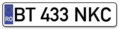 Placuta inmatriculare numar auto  BT-433-NKC, BT 433 NKC, BT433NKC