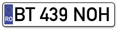 Placuta inmatriculare numar auto  BT-439-NOH, BT 439 NOH, BT439NOH
