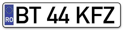 Placuta inmatriculare numar auto  BT-44-KFZ, BT 44 KFZ, BT44KFZ