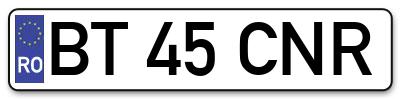 Placuta inmatriculare numar auto  BT-45-CNR, BT 45 CNR, BT45CNR