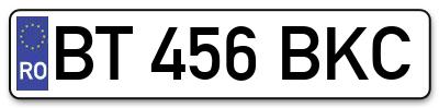 Placuta inmatriculare numar auto  BT-456-BKC, BT 456 BKC, BT456BKC