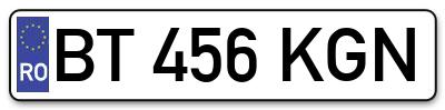 Placuta inmatriculare numar auto  BT-456-KGN, BT 456 KGN, BT456KGN