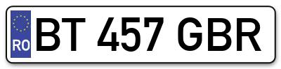 Placuta inmatriculare numar auto  BT-457-GBR, BT 457 GBR, BT457GBR