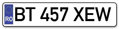 Placuta inmatriculare numar auto  BT-457-XEW, BT 457 XEW, BT457XEW