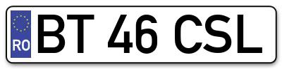 Placuta inmatriculare numar auto  BT-46-CSL, BT 46 CSL, BT46CSL