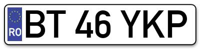 Placuta inmatriculare numar auto  BT-46-YKP, BT 46 YKP, BT46YKP