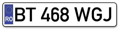 Placuta inmatriculare numar auto  BT-468-WGJ, BT 468 WGJ, BT468WGJ