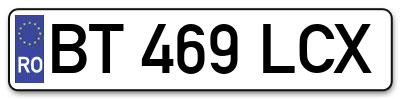 Placuta inmatriculare numar auto  BT-469-LCX, BT 469 LCX, BT469LCX
