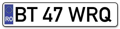 Placuta inmatriculare numar auto  BT-47-WRQ, BT 47 WRQ, BT47WRQ