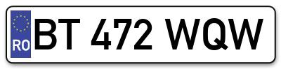 Placuta inmatriculare numar auto  BT-472-WQW, BT 472 WQW, BT472WQW