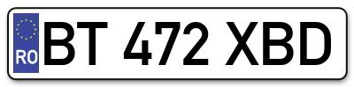 Placuta inmatriculare numar auto  BT-472-XBD, BT 472 XBD, BT472XBD