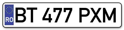 Placuta inmatriculare numar auto  BT-477-PXM, BT 477 PXM, BT477PXM