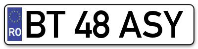 Placuta inmatriculare numar auto  BT-48-ASY, BT 48 ASY, BT48ASY