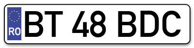 Placuta inmatriculare numar auto  BT-48-BDC, BT 48 BDC, BT48BDC
