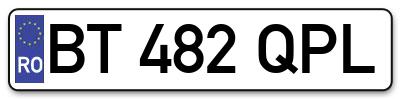 Placuta inmatriculare numar auto  BT-482-QPL, BT 482 QPL, BT482QPL