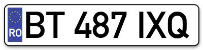 Placuta inmatriculare numar auto  BT-487-IXQ, BT 487 IXQ, BT487IXQ