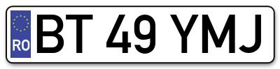 Placuta inmatriculare numar auto  BT-49-YMJ, BT 49 YMJ, BT49YMJ