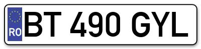 Placuta inmatriculare numar auto  BT-490-GYL, BT 490 GYL, BT490GYL