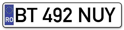 Placuta inmatriculare numar auto  BT-492-NUY, BT 492 NUY, BT492NUY