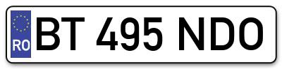 Placuta inmatriculare numar auto  BT-495-NDO, BT 495 NDO, BT495NDO