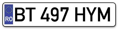 Placuta inmatriculare numar auto  BT-497-HYM, BT 497 HYM, BT497HYM