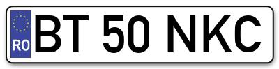 Placuta inmatriculare numar auto  BT-50-NKC, BT 50 NKC, BT50NKC