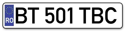 Placuta inmatriculare numar auto  BT-501-TBC, BT 501 TBC, BT501TBC