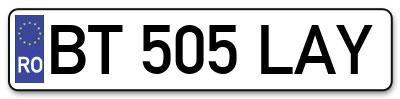 Placuta inmatriculare numar auto  BT-505-LAY, BT 505 LAY, BT505LAY