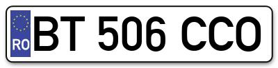 Placuta inmatriculare numar auto  BT-506-CCO, BT 506 CCO, BT506CCO