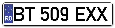 Placuta inmatriculare numar auto  BT-509-EXX, BT 509 EXX, BT509EXX