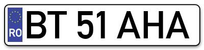 Placuta inmatriculare numar auto  BT-51-AHA, BT 51 AHA, BT51AHA