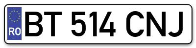 Placuta inmatriculare numar auto  BT-514-CNJ, BT 514 CNJ, BT514CNJ