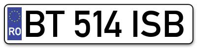 Placuta inmatriculare numar auto  BT-514-ISB, BT 514 ISB, BT514ISB