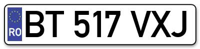 Placuta inmatriculare numar auto  BT-517-VXJ, BT 517 VXJ, BT517VXJ