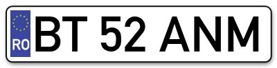 Placuta inmatriculare numar auto  BT-52-ANM, BT 52 ANM, BT52ANM