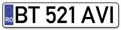 Placuta inmatriculare numar auto  BT-521-AVI, BT 521 AVI, BT521AVI