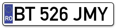 Placuta inmatriculare numar auto  BT-526-JMY, BT 526 JMY, BT526JMY