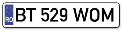 Placuta inmatriculare numar auto  BT-529-WOM, BT 529 WOM, BT529WOM
